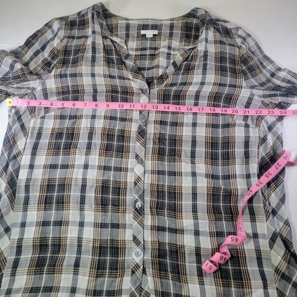 J.Jill Women Black & Beige Plaid Button-Front Long-Sleeve Blouse Size M - Picture 8 of 10